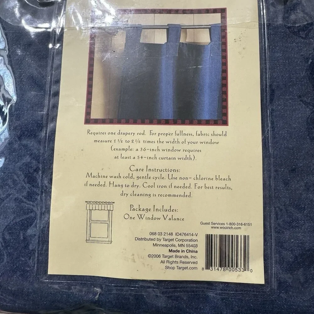 Vintage Woolrich Blue Denim One Window Valance 54